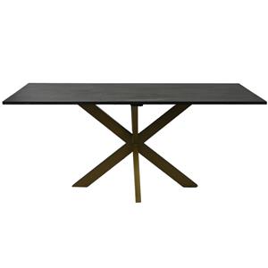 HSM Collection Eettafel rechthoekig marmer - 180x90x77 - Zwart/goud - Marmer/metaal