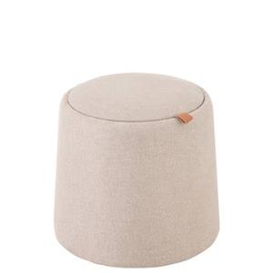 J-Line Poef Hocker Bijzettafel Rond Textiel Hout Beige - 43,5x43,5 CM