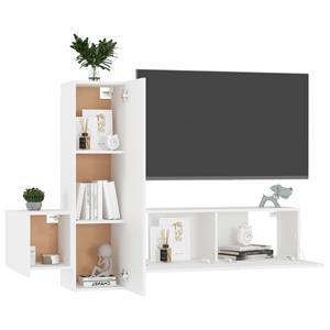vidaXL 3-delige Tv-meubelset spaanplaat wit
