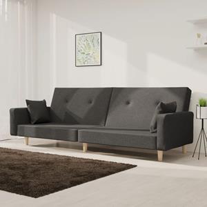 vidaXL Sofa Schlafsofa 2-Sitzer mit 2 Kissen Dunkelgrau Stoff