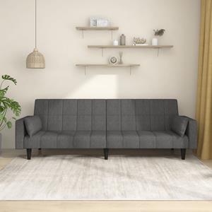 vidaXL Sofa Schlafsofa 2-Sitzer mit 2 Kissen Dunkelgrau Stoff