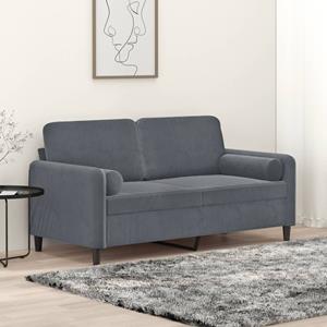 vidaXL Sofa 2-Sitzer-Sofa mit Zierkissen Dunkelgrau 140 cm Samt