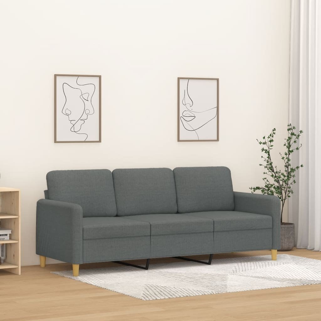 vidaXL Sofa 3-Sitzer-Sofa Dunkelgrau 180 cm Stoff