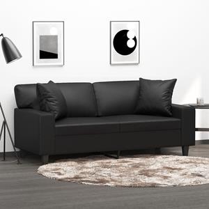 Vida XL Tweezitsbank met sierkussens 140 cm kunstleer zwart SKU: 3200866