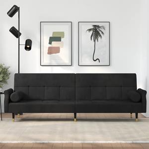 vidaXL Sofa Schlafsofa mit Kissen Schwarz Samt