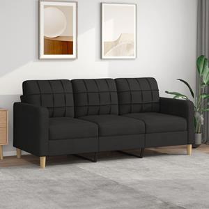 vidaXL Sofa 3-Sitzer Sofa Couch Möbel Schwarz 180 cm Stoff