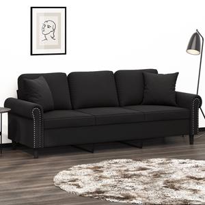 Vida XL Driezitsbank met sierkussens 180 cm fluweel zwart SKU: 3200960