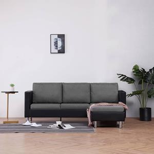 Vida XL Driezitsbank met kussens kunstleer zwart SKU: 282287