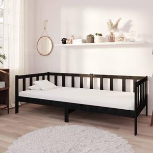 vidaXL Bett Tagesbett mit Matratze 90x200 cm Schwarz Kiefer Massivholz