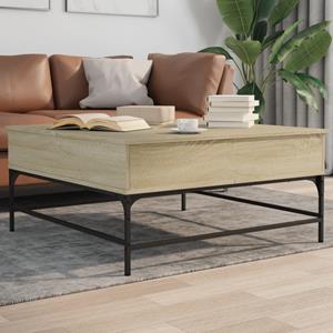 vidaXL Salontafel 95x95x45 cm bewerkt hout en metaal sonoma eikenkleur