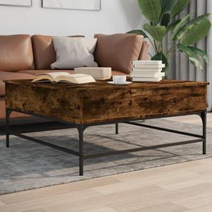 vidaXL Salontafel 95x95x45 cm bewerkt hout en metaal gerookt eiken