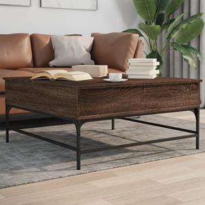 vidaXL Salontafel 95x95x45 cm bewerkt hout en metaal bruin eikenkleur