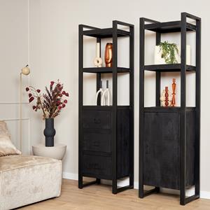 Het Steigerhouthuis Boekenkast Boaz Black | 1 deur
