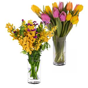 Merkloos Bloemenvaas Anna - 2x - helder transparant glas - D11,5 x H20 cm - decoratieve vaas - bloemen/takken -
