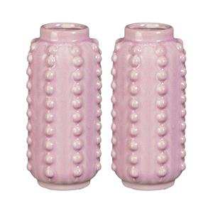 Mica Decorations Vaas - 2x - boaz - gebobbeld - roze - 18 x 8 cm -