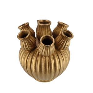 DK Design Bloemenvaas Amsterdam - tulpenvaas - klein - goud - D16 x H15 cm - voor losse bloemen -
