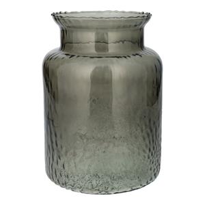 Merkloos Bloemenvaas Base - grijs transparant glas - D19 x H25 cm - decoratieve vaas - bloemen/takken -