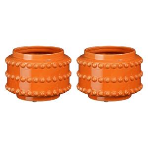 Mica Decorations Vaas - 2x - boaz - gebobbeld - oranje - 13 x 17 cm -