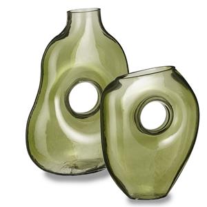 Mica Decorations Bloemenvazen Jay - 2-delig - groen transparant glas?- decoratieve vaas -