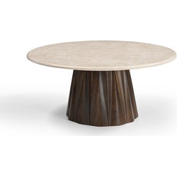 Giga Meubel Salontafel Rond 90cm - Marmer/Mangohout - Faiza