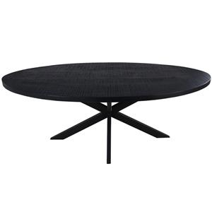 HSM Collection Ovale eettafel Melbourne 240x110x76 Zwart Mangohout/ijzer