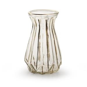 Jodeco Bloemenvaas Grace - transparant/goud - glas - D12 x H18 cm - Scandinavische vaas -