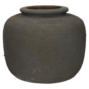 DK Design Bloemenvaas kruik/pot model Batu - oud grijs - D22 x H16 cm - rustieke vaas -
