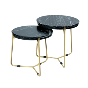 Het Steigerhouthuis Salontafel set Caly | Zwart marmer 50-40 cm