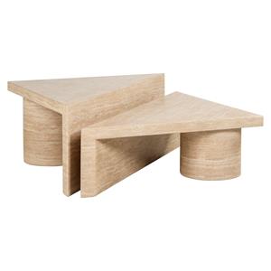 Richmond Interiors Richmond Salontafel Fictus Set van 2 stuks, Travertin look - Beige