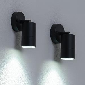 HOFTRONIC™ set van 2 Lago kantelbare wandlampen - Dimbaar - IP44 - Incl. 6000K daglicht wit GU10 spotje - 5 Watt 400 lumen -Spotlight voor binnen en buiten - Geschikt als wandspot en plafondspot