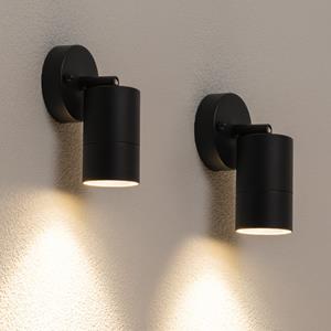HOFTRONIC™ set van 2 Lago kantelbare wandlampen - Dimbaar - IP44 - Incl. 4000K neutraal wit GU10 spotje - 5 Watt 400 lumen - Spotlight voor binnen en buiten - Geschikt als wandspot en plafondspo
