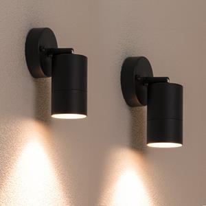 HOFTRONIC™ set van 2 Lago kantelbare wandlampen - Dimbaar - IP44 - Incl. 2700K warm wit GU10 spotje - 5 Watt 400 lumen -Spotlight voor binnen en buiten - Geschikt als wandspot en plafondspot - Z
