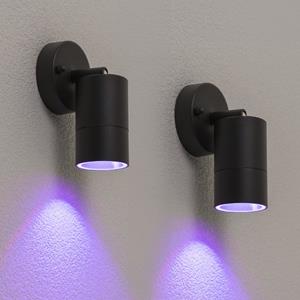 HOFTRONIC SMART Set van 2 Lago kantelbare wandlampen - Smart - IP44 - Incl. RGBWW GU10 spotje - 4,5 Watt 350 lumen - WiFi & Bluetooth - Spotlight voor binnen en buiten - Geschikt als wandspot en plafo