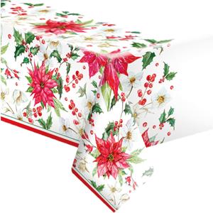 Daisy Diasy kerst tafelkleed - 120 x 180 cm - papier - kerstster - rechthoek -