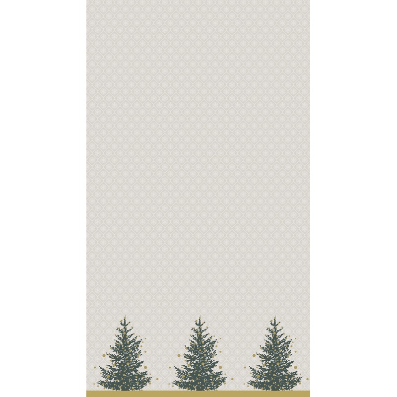Merkloos Kerst versiering papieren tafelkleed grijs/goud kerstbomen grijs/goud met kerstboom print 138 x 220 cm -