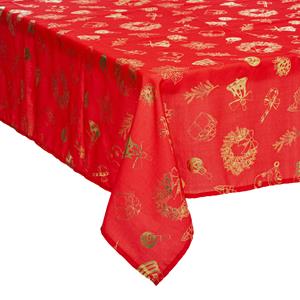 Feeric lights & Christmas Feeric christmas tafelkleed kerst - rood/goud -polyester -240 x cm -