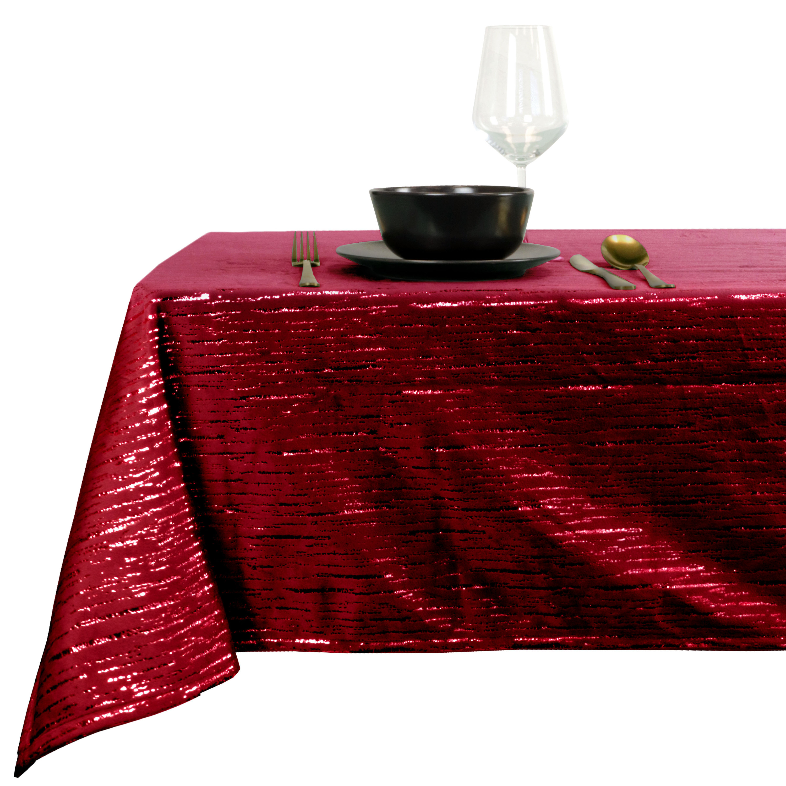Unique Living tafelkleed kerst -rood - gouden streep-250 x 145cm -