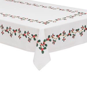 Feeric lights & Christmas Feeric christmas tafelkleed kerst - wit met hulst -polyester -240 x cm -