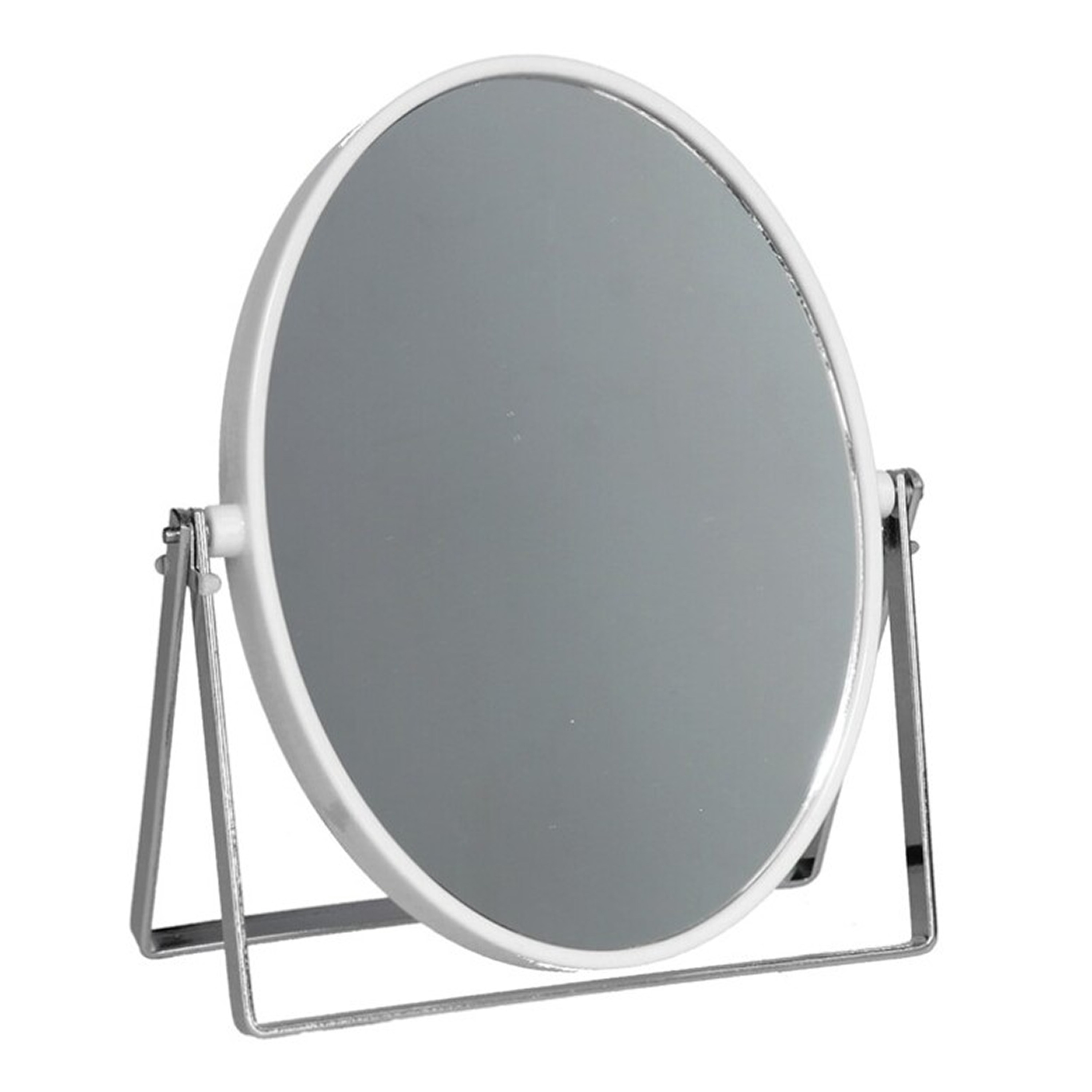 Gerimport Make-up spiegel 2-zijdig gebruik - vergrotend - dia 16 cm - wit/zilver -