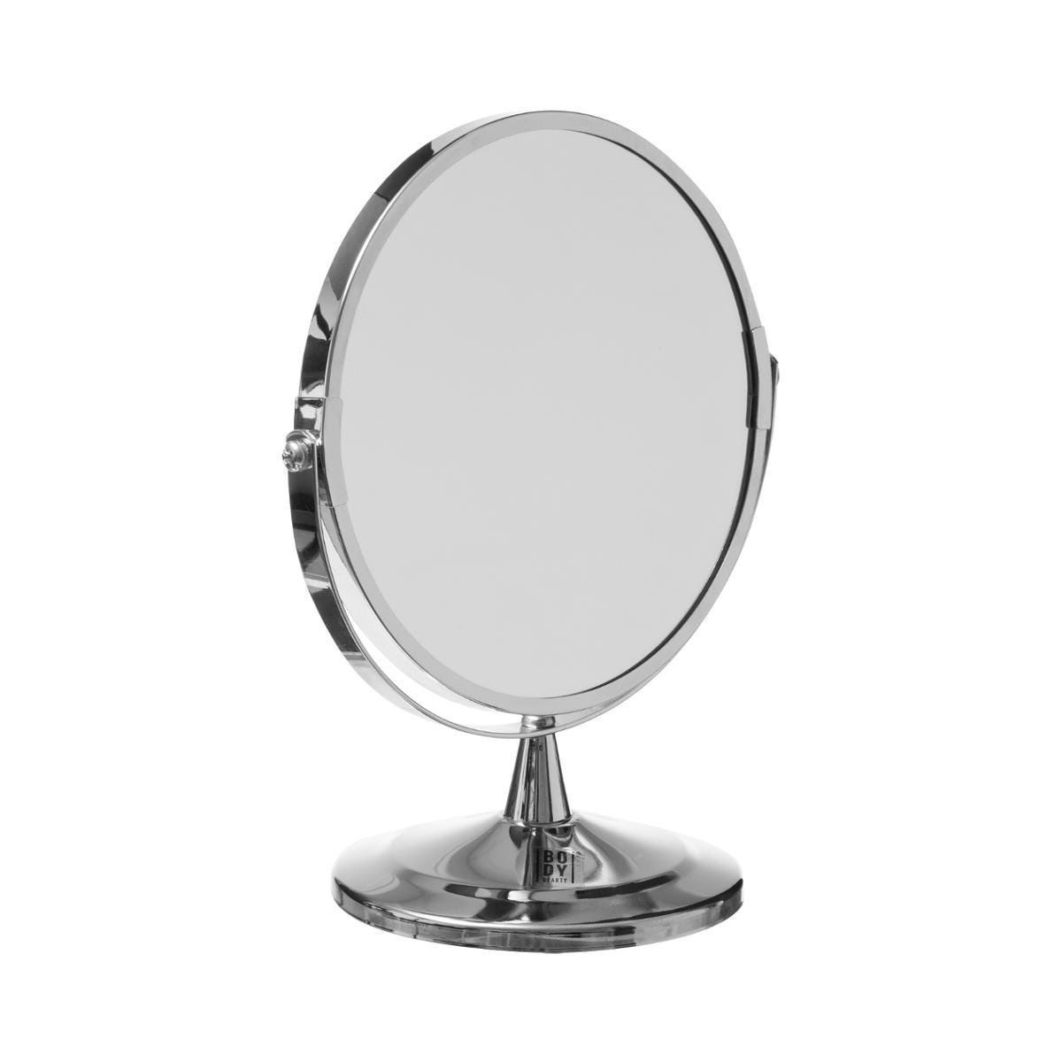 5five Dubbele make-up spiegel/scheerspiegel op voet 17 x 23 cm zilver -