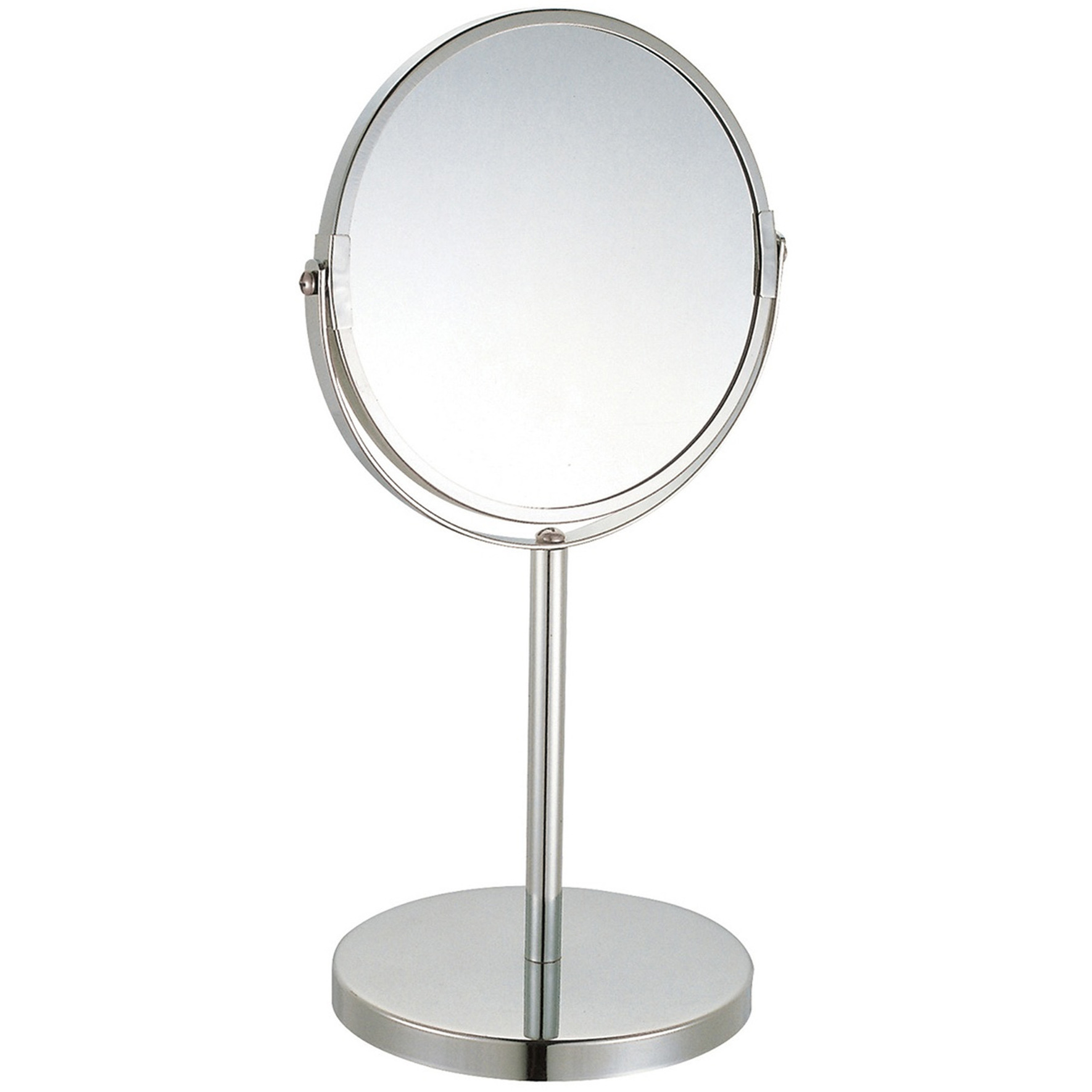 MSV Make-up spiegel - 2-zijdig - op stevige voet - chrome zilver - Dia 17 cm - 3x vergrotend -