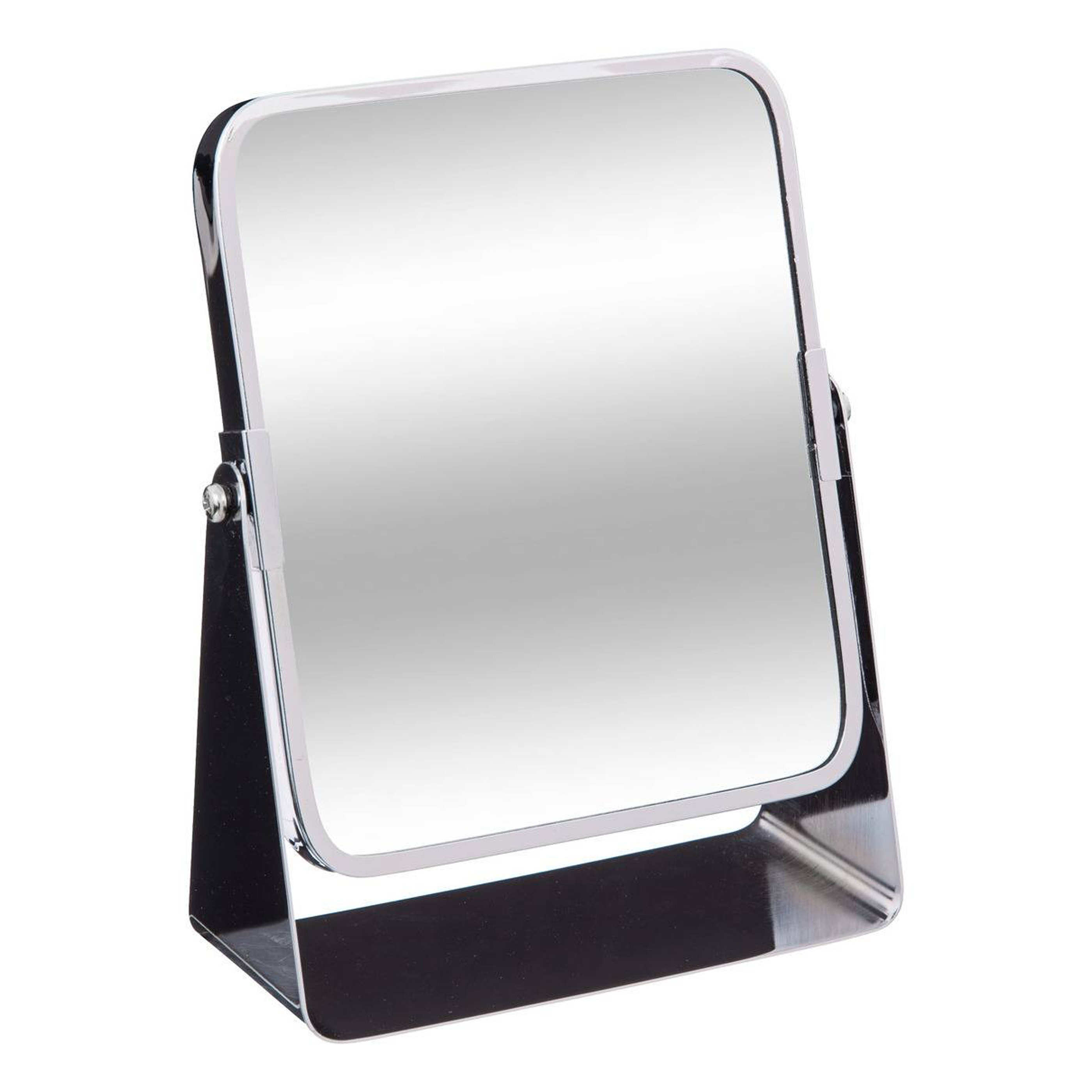 5five Make-up spiegel - 3x zoom - metaal - 7 x 20 cm - zilver - rechthoek - dubbelzijdig -