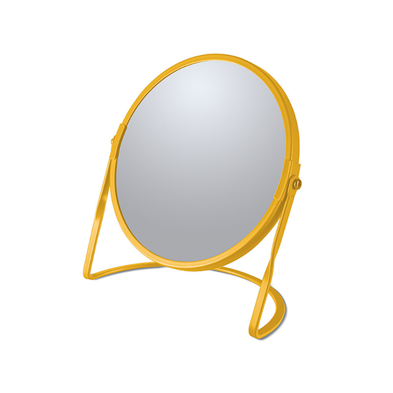Spirella Make-up spiegel Cannes - 5x zoom - metaal - 18 x 20 cm - safraan geel - dubbelzijdig -