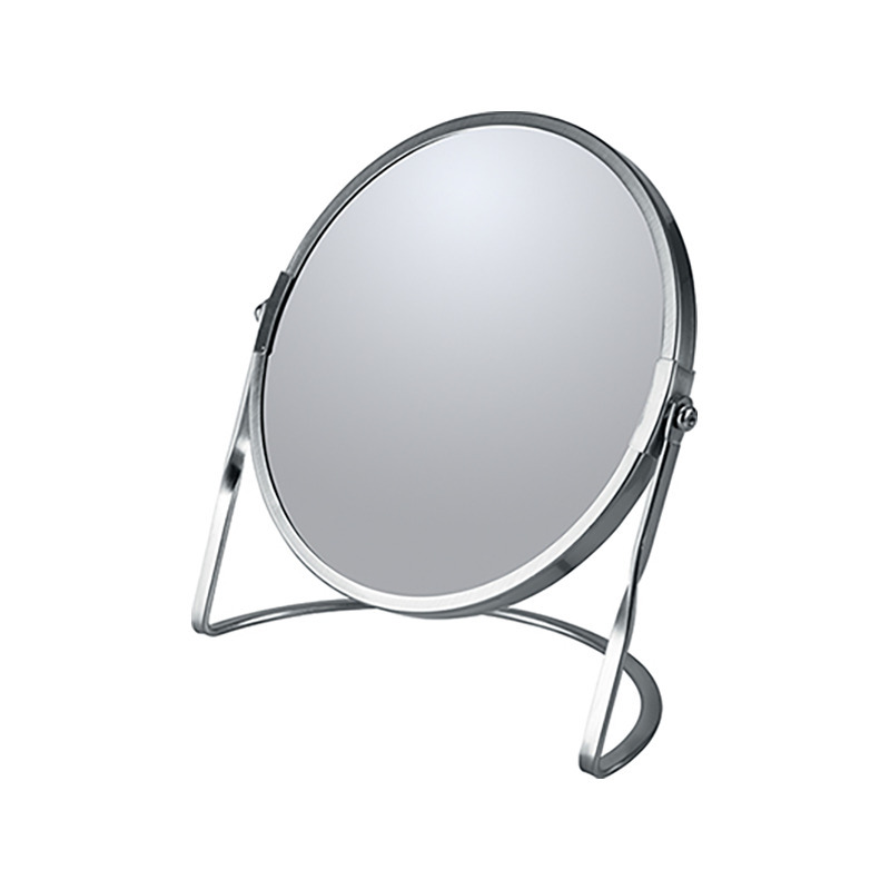 Spirella Make-up spiegel Cannes - 5x zoom - metaal - 18 x 20 cm - zilver - dubbelzijdig -