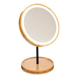 5five Make-up spiegel met LED verlichting bamboe 19 x 31 cm -