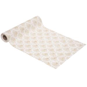 Atmosphera tafelloper - wit - met gouden palmbladeren - 28 x 300 cm -