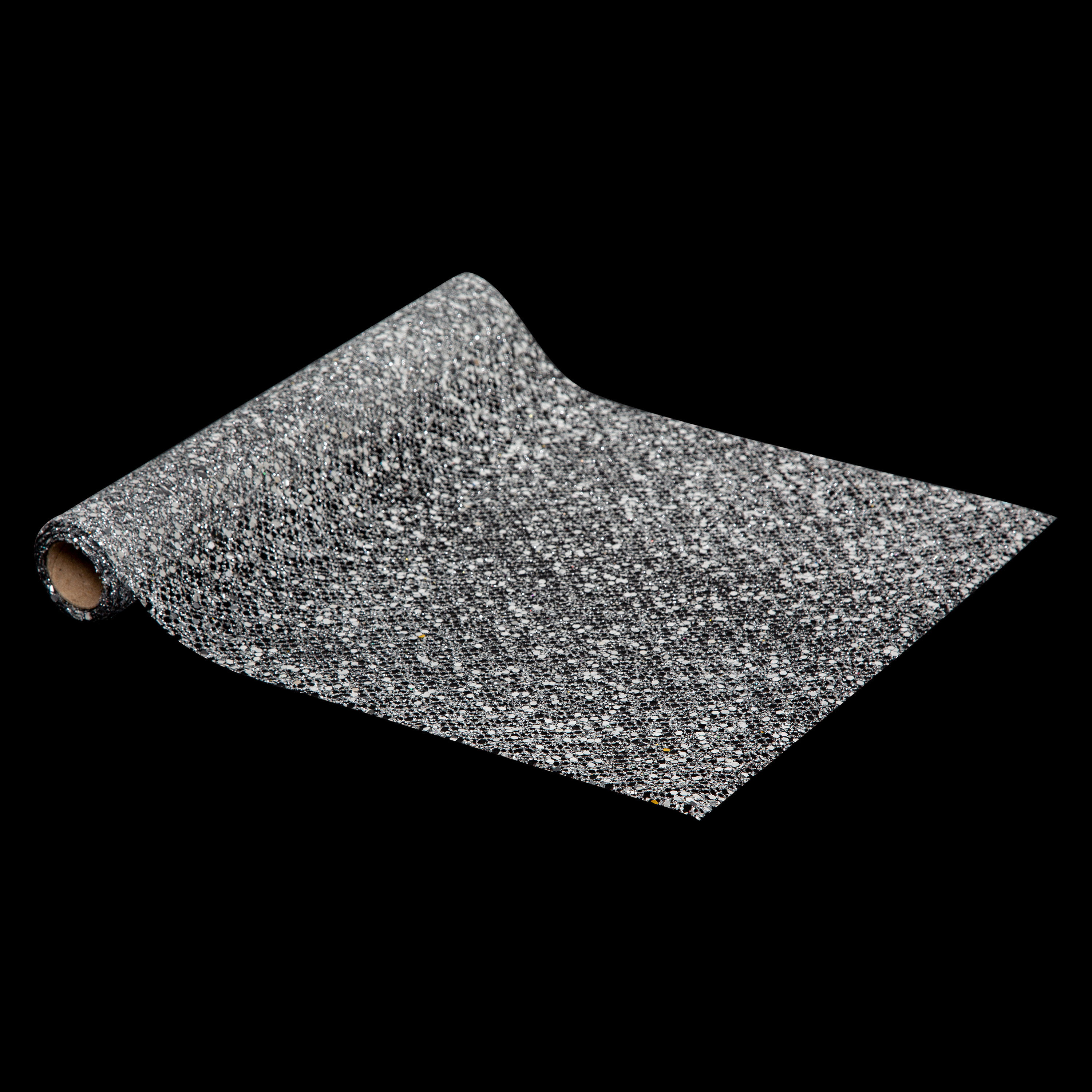 Atmosphera kerst tafelloper - zilver glitter - 28 x 300 cm - polyester -