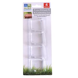 Tafelkleed klemmen - set 4x - kunststof - transparant -