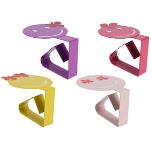 Decoris Tafelkleed klemmen - 4x - smileys - roze - ijzer - 7 x 5 cm -