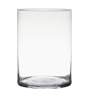 Hakbijl Glass Transparante home-basics cilinder vorm vaas/vazen van glas 25 x 18 cm -